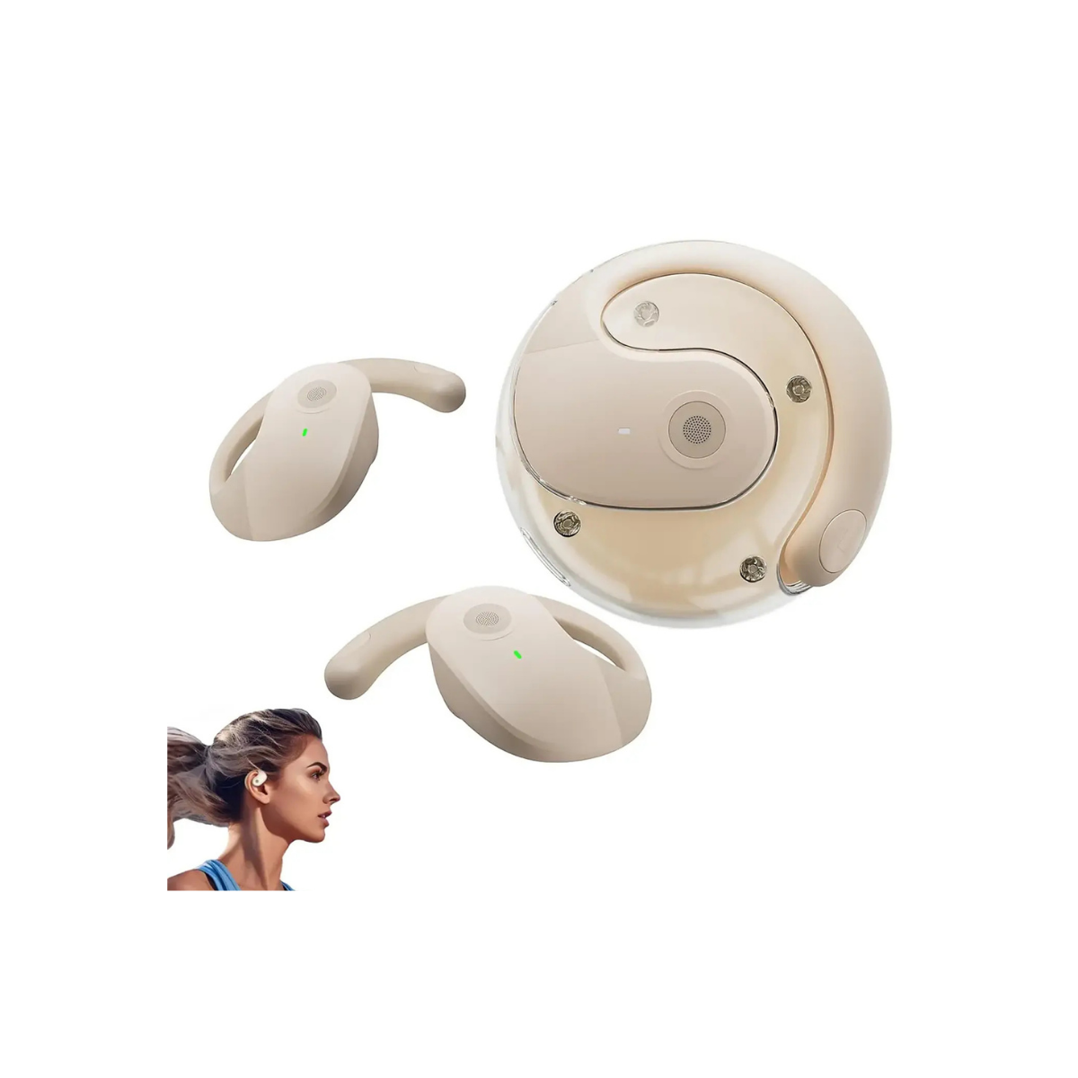 Audífonos Inalámbricos OWS Wireless Bluetooth 5.3 Crema