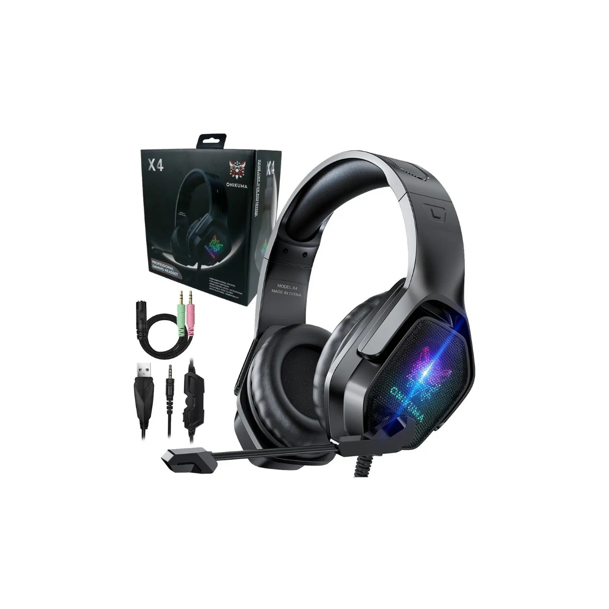 AUDIFONOS GAMER PROFESIONAL ONIKUMA X4 RGB USB +3.5MM